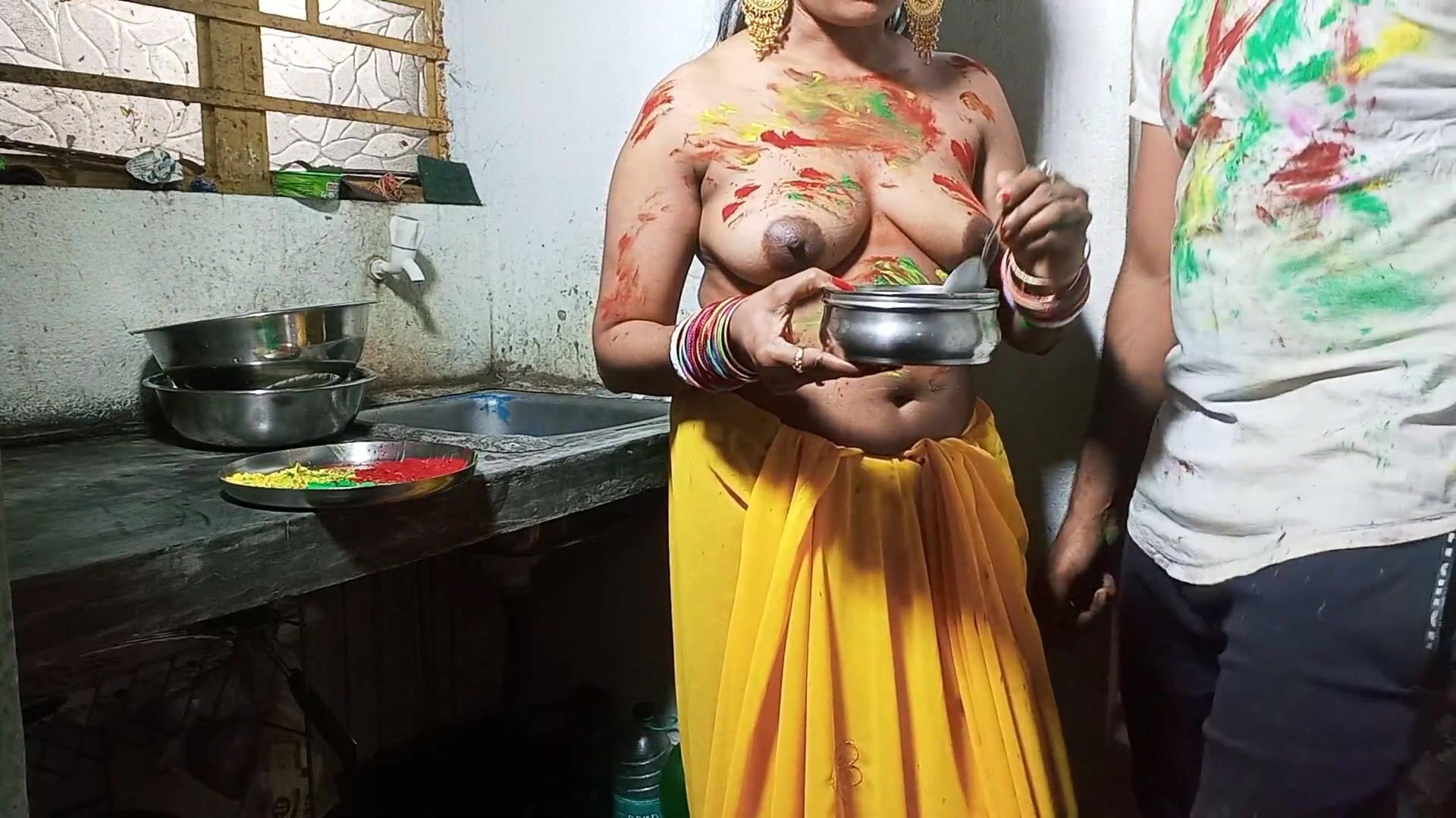 Hot Holi Boob Bf - On Festival of HOLI Devar Fuck Cute Sexy Bhabhi on Kichen Stand After  Applying Color on Her Boobs watch online