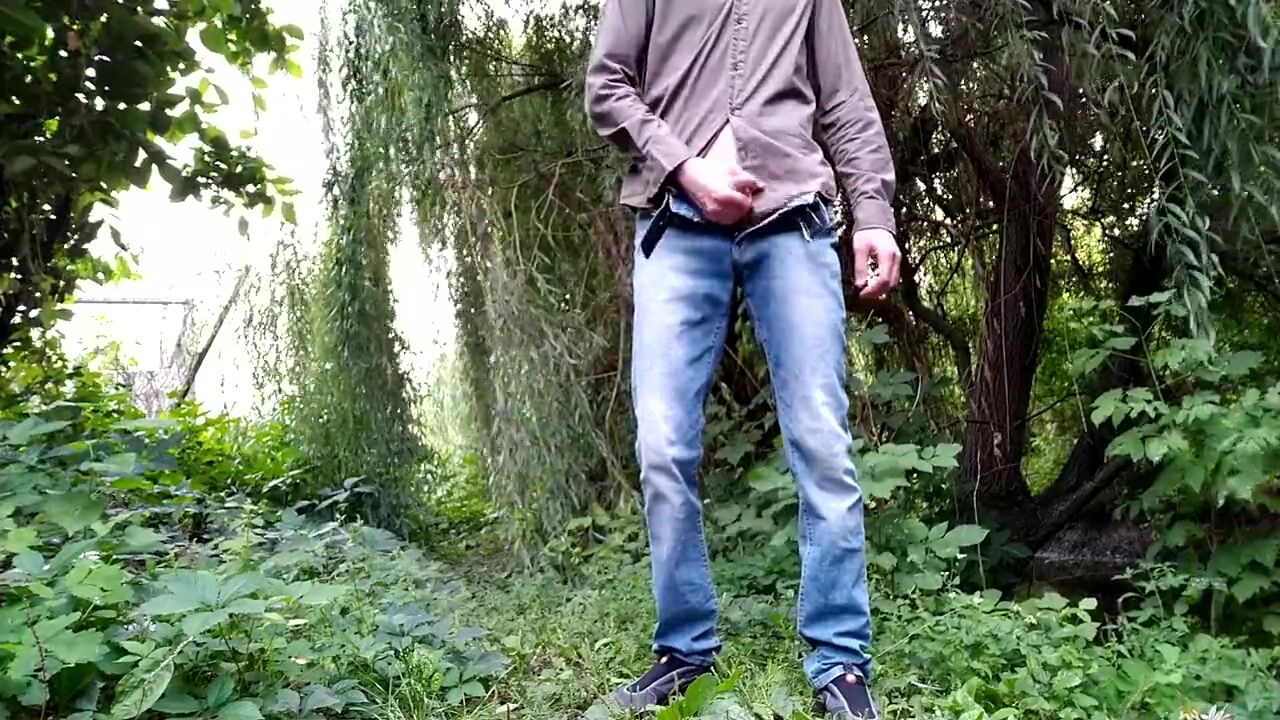 standing masturbation in forest voyeur