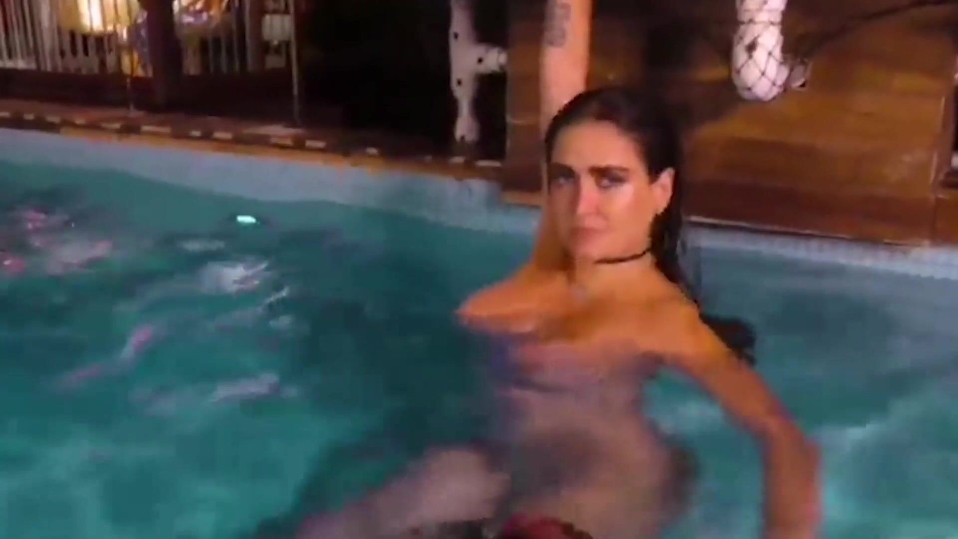 Celia Lora with very big tits in the pool watch online pic image