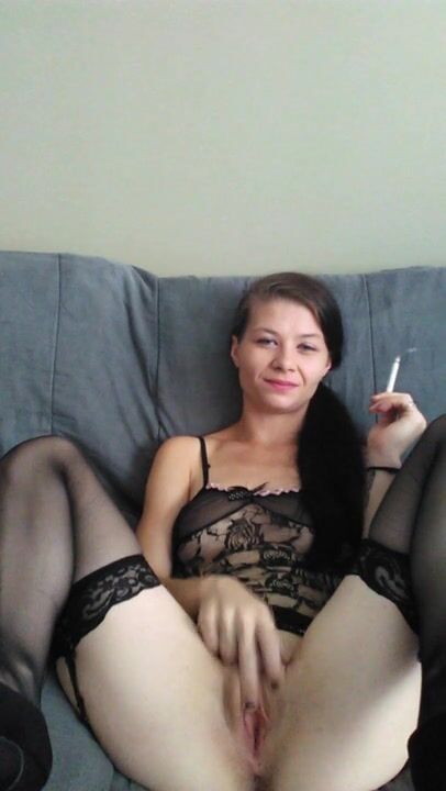 Black Pussy Smoke - Smoking pussy play in black lingerie watch online