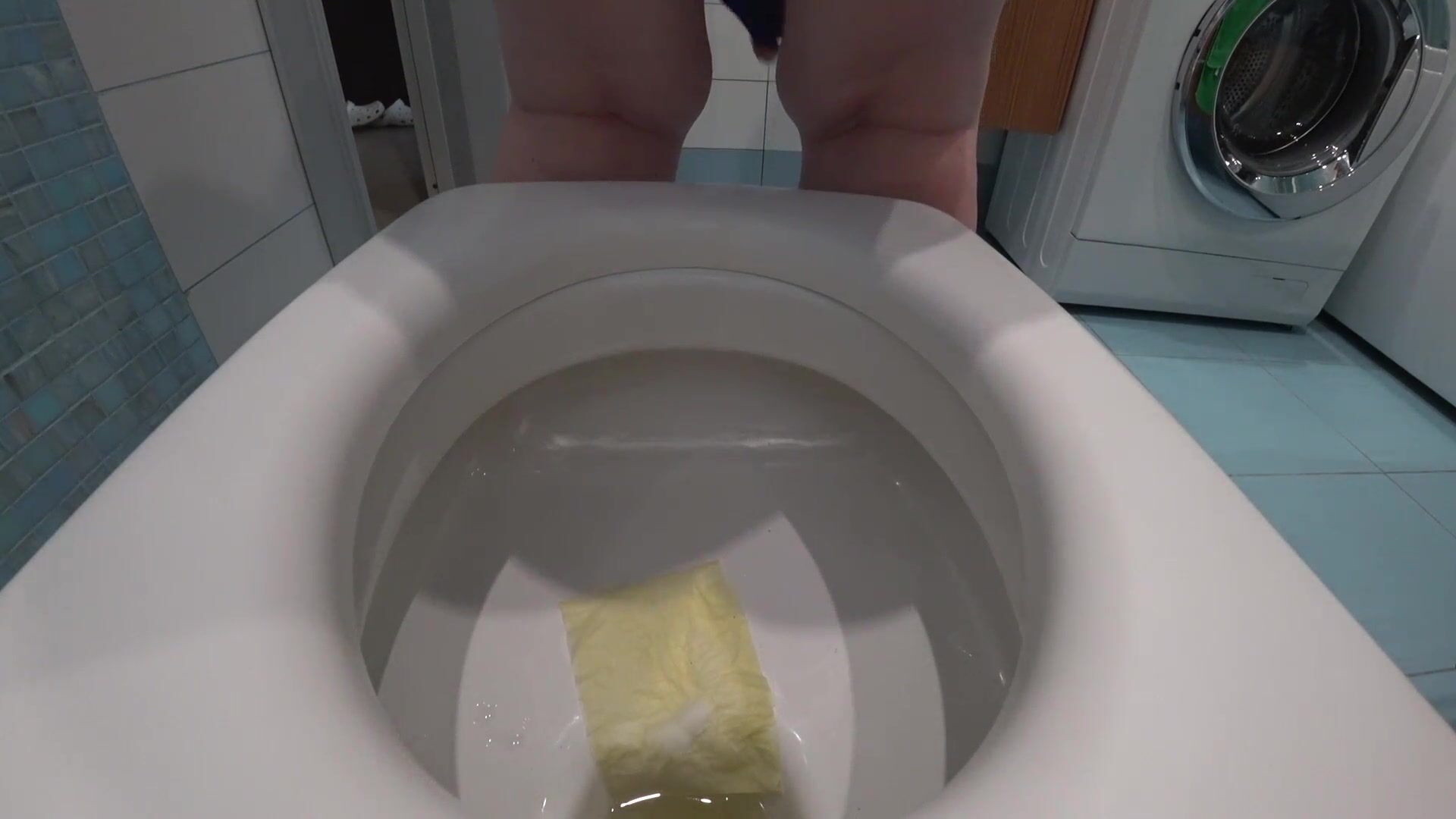Hidden camera in the toilet at home. Husband wants to spy on mature wife when she pisses