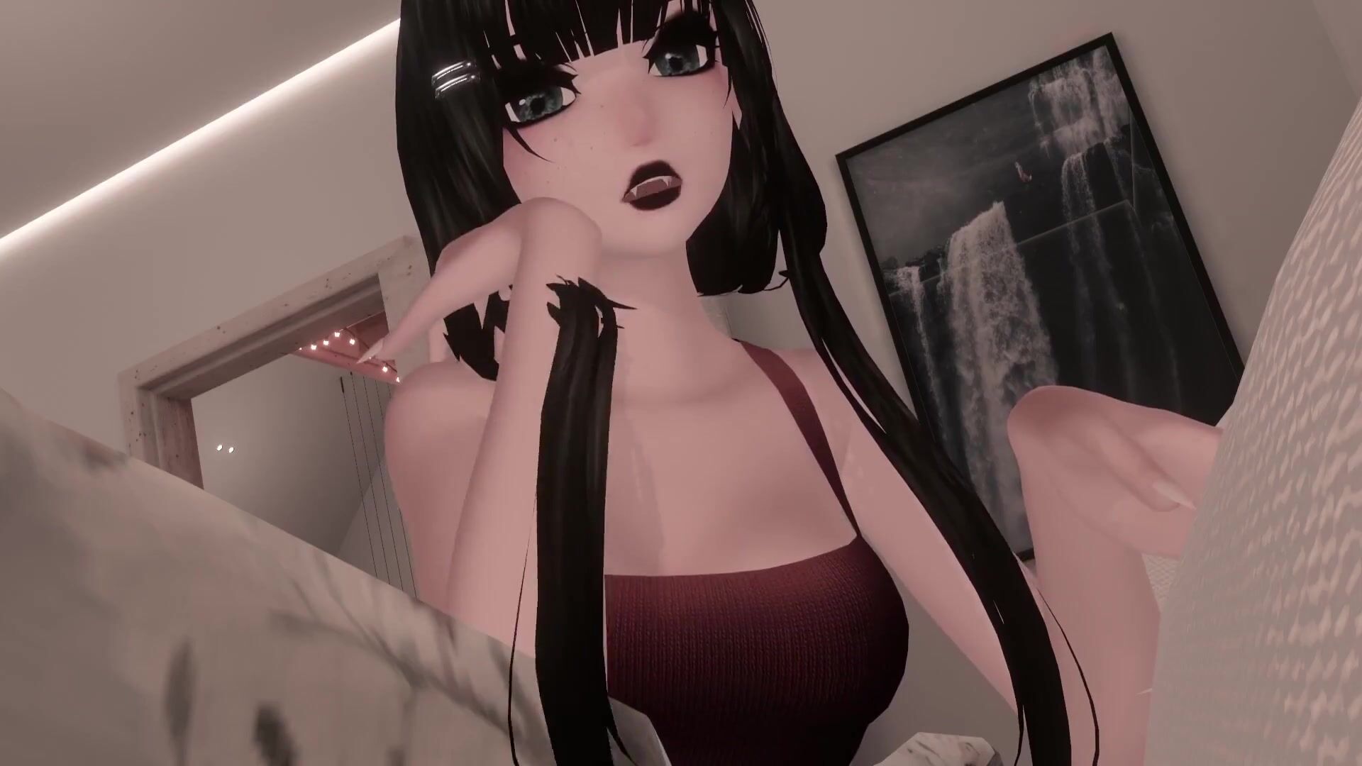 Doux baiser romantique et câlin VR Virtual Goth GF vous réconforte pendant lorage viewer POV regarder en ligne