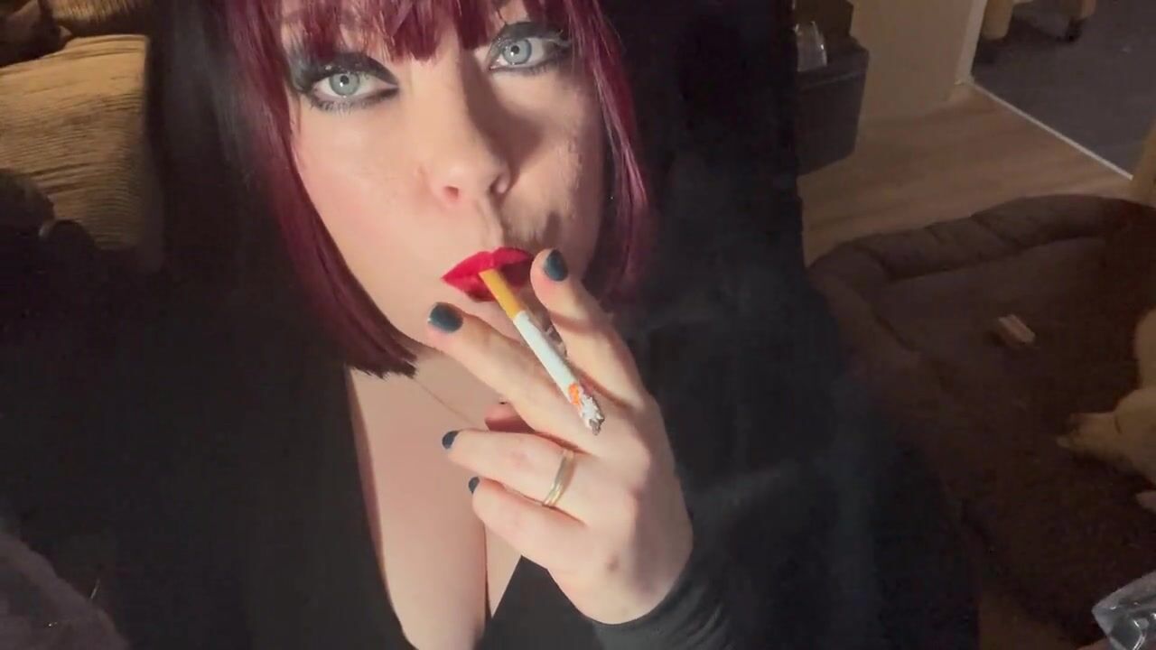 British Tart Tina Snua Tugs On Her Perky Nipples and Chain Smokes 2 Cigarettes pic