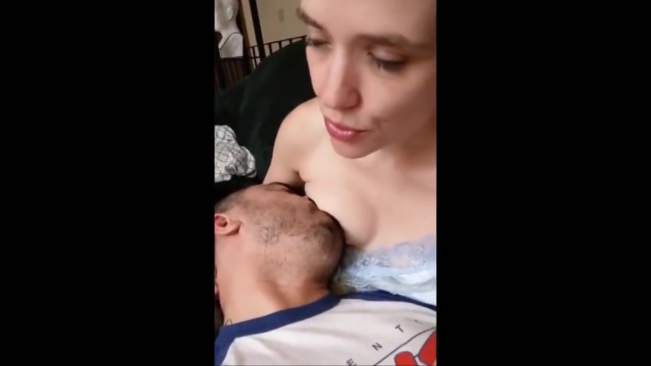 wife hard breastfeeding by husband