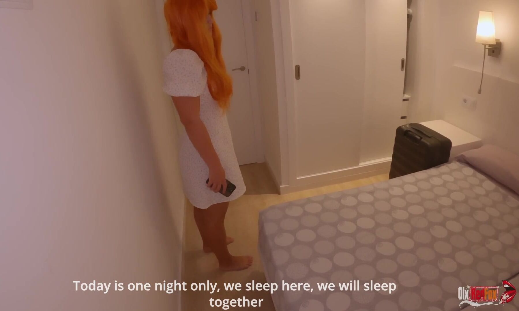 Stepmom and stepson shared bed in hotel and have sex . English subtitles  watch online