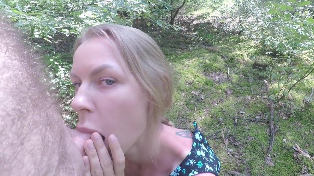 Hot Wife Public Anal Sex in Sunny Forest. Handcuffs Blowjob and Sucking Cocks image