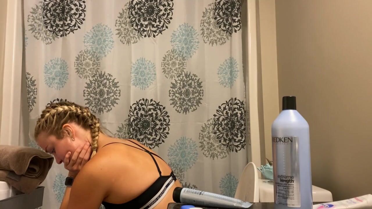 Sexy Blonde 22 Year old Step Mom Showering after the